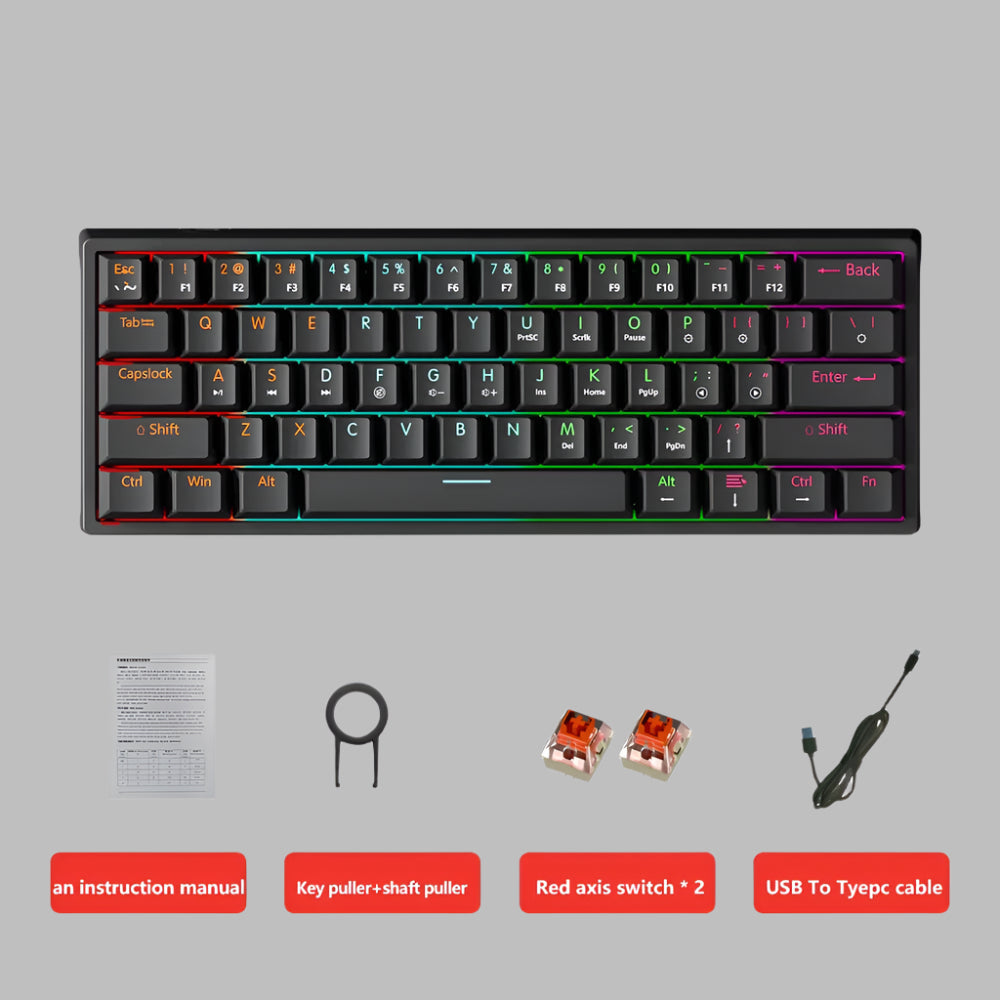 MK61 Mechanical Gaming Keyboard | Compact, Hot-Swap, Red Switches